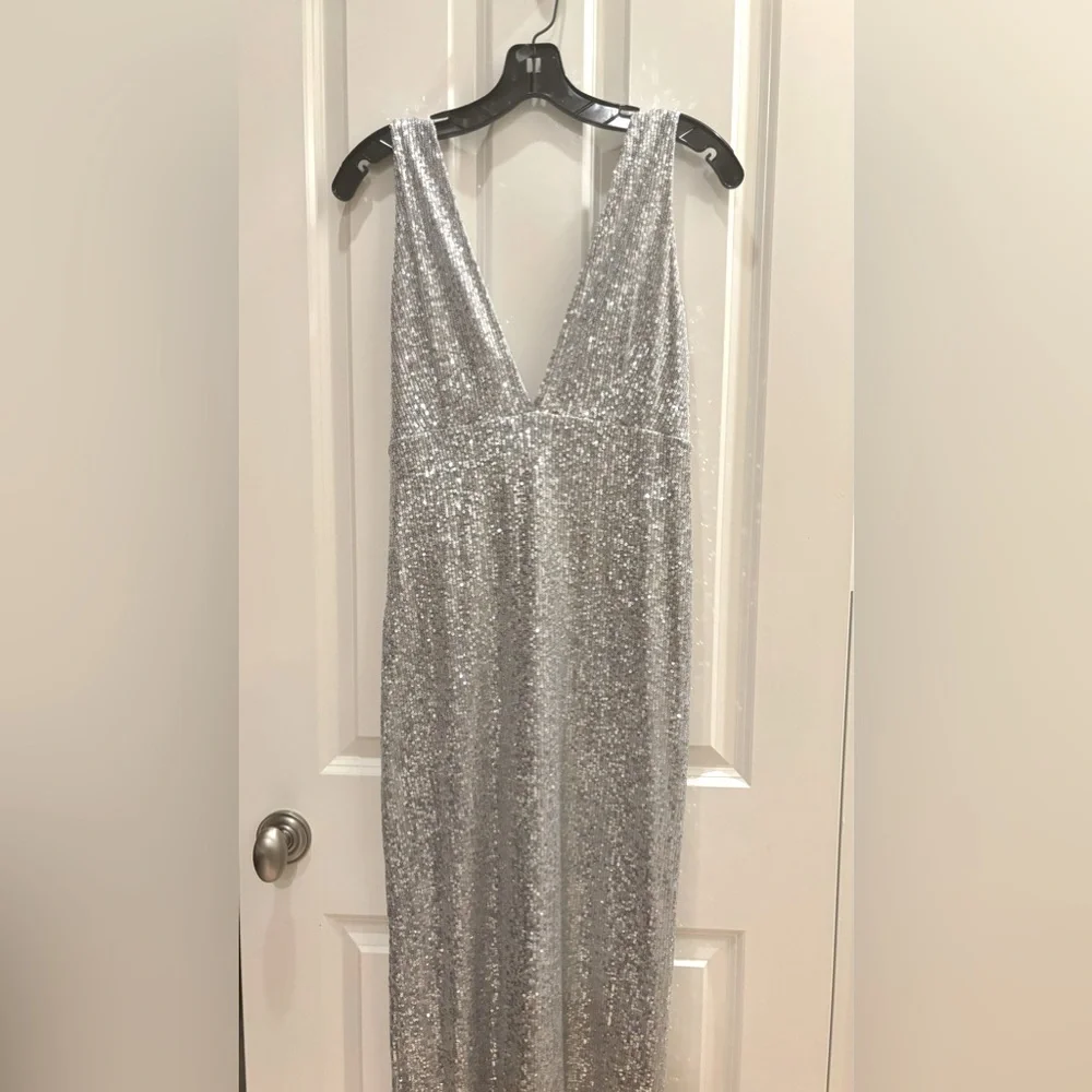 Silver Sparkle Evening Gown from Abercrombie & Fitch in size L